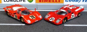 links: Ferrari 512S Daytona 1970 (3. Platz, Modell: Solido), Ferrari 512M Zeltweg 1970 (Champion)