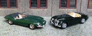 Jaguar E und sein Vorgänger XK 150 (Modelle: Box und Oxford)