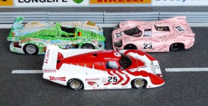 March 83G Red Lobster (Spark), Audi R8 "Krokodil" (Minichamps), Porsche 917-20 "Trüffeljäger" (Minichamps)